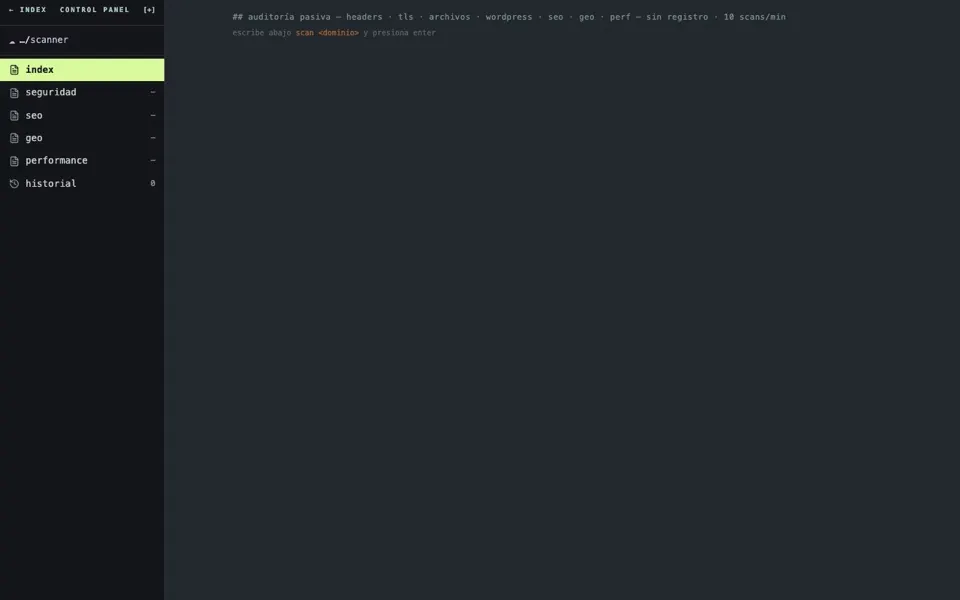 Auditor pasivo de sitios web: headers, TLS, archivos sensibles, SEO y performance — herramienta de Digitaliza Todo